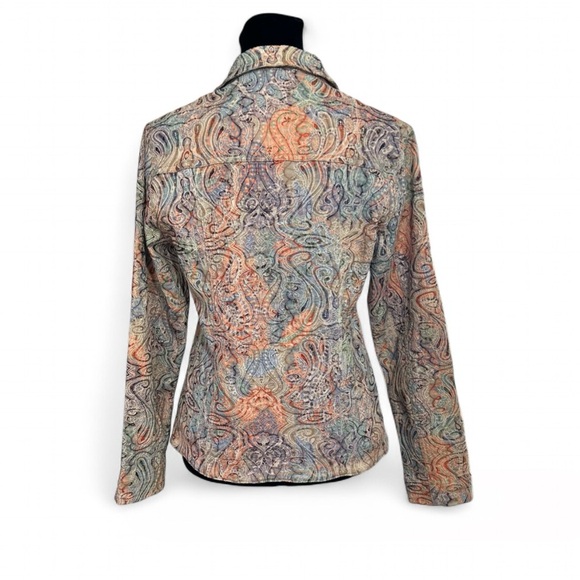 J. Bee Petites Multicolor Paisley Blazer PS Long Sleeve Button Up Front Pockets - Picture 3 of 7